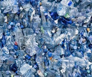 blue plastic garbage