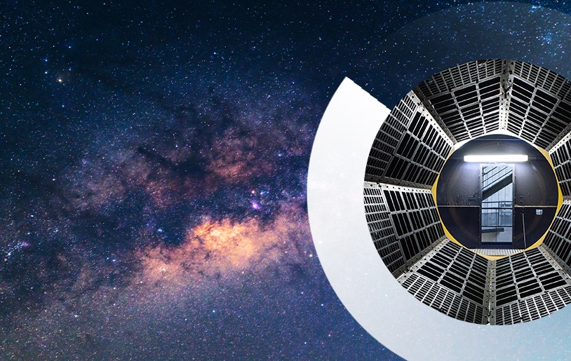 8 - Matieres L'espace avec un tunnel au style futuriste et technologique