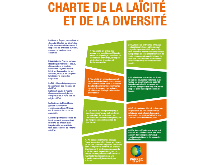 La Charte de la laïcité et de la diversité de Paprec Group