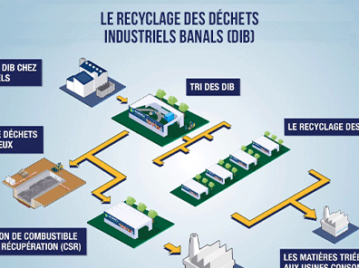 Le process d’une chaine de tri de la collecte sélective en infographie